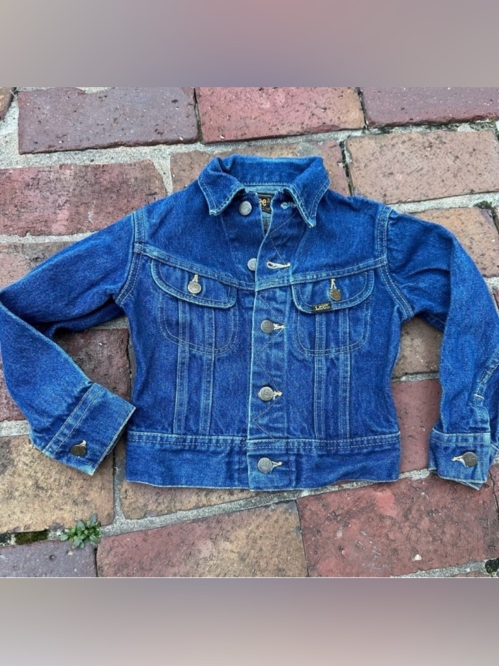 Vintage boys child’s Lee denim trucker jean jacket patd 153438